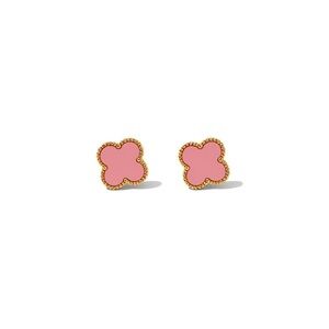 Pink and Gold Flower Stud Earrings - mini